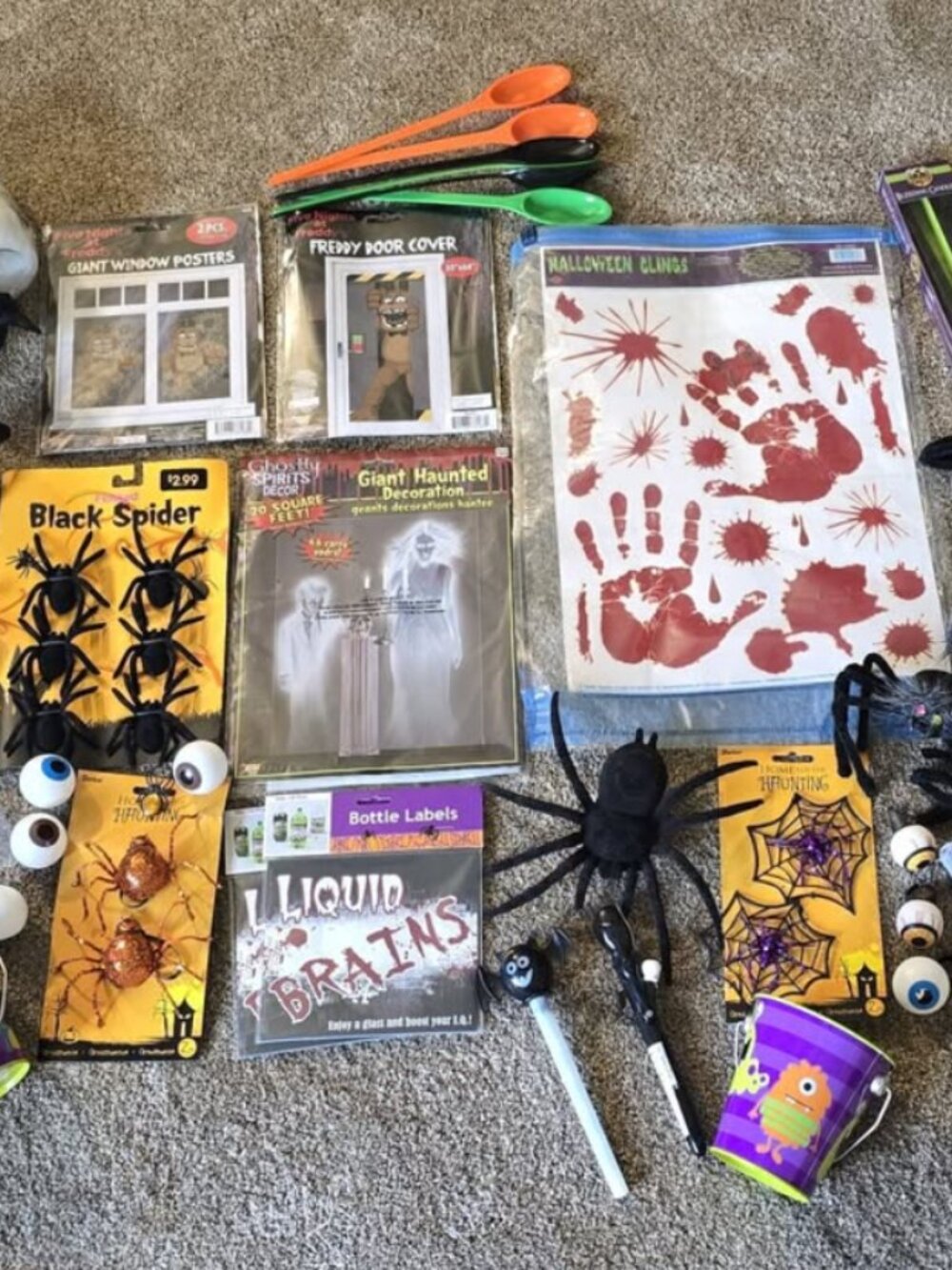 Halloween Decor Lot Spiders Eyeballs Ghosts Decals Candles Door Decor